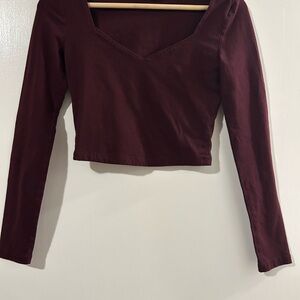 Forever 21 Burgundy V-Neck Crop Top